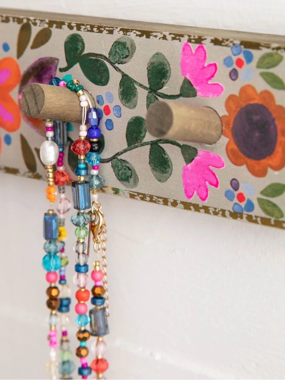 NATURAL LIFE Floral Wall Hook Rack-Pink Flower - Picture 3 of 10